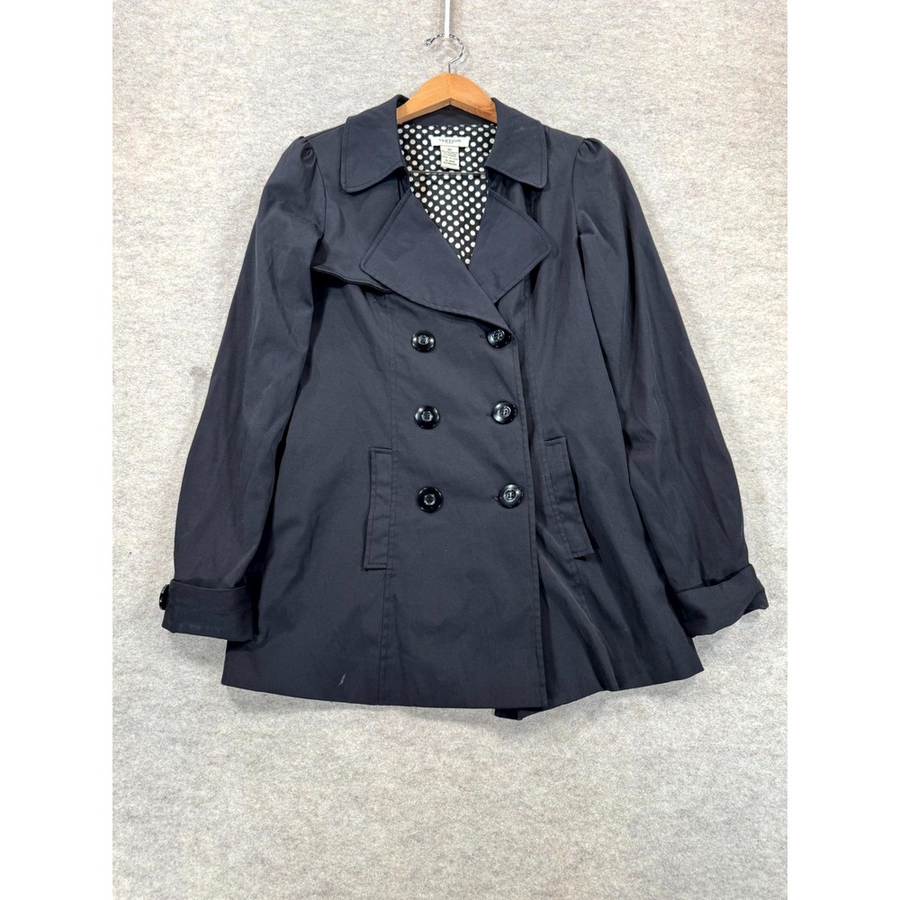 Vertigo Paris Peacoat Womens XS Black Double Breasted Long Sleeve Button Front